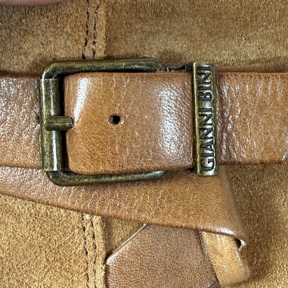 Gianni Bini Suede Leather Camel Nubuck Ankle Boots W/ Straps Boho Boots Size 8 - Picture 10 of 12